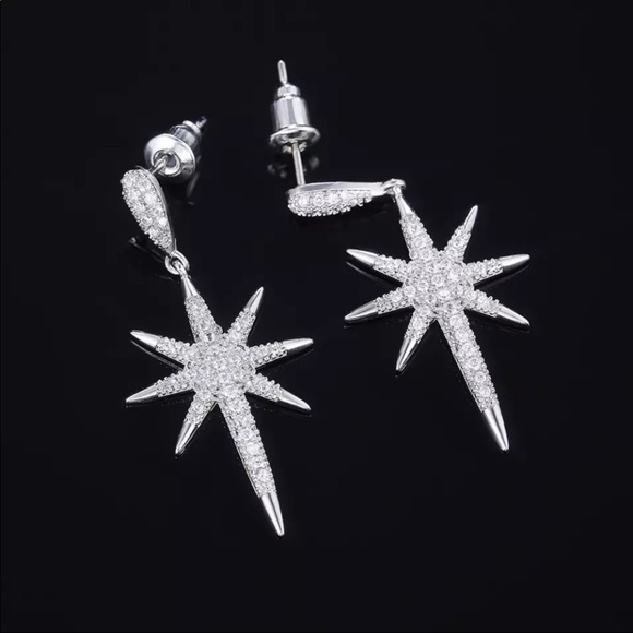 New 925 Silver Beautiful Stars Women’s Earrings - Picture 5 of 7